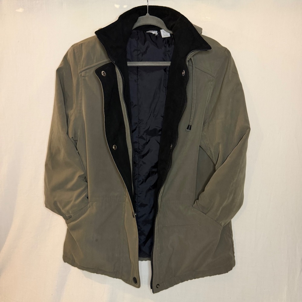 Merona Olive Green Insulated Hooded Jacket Fleece Lined Women Size Large